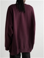 Raf Simons - Oversized Distressed Printed Cotton-Jersey Sweatshirt - Burgundy