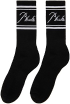 Rhude Black Script Logo Socks