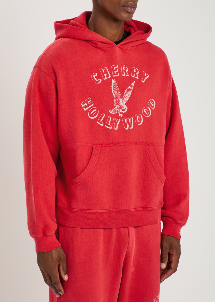 Cherry Los Angeles Hollywood Hooded Cotton Sweatshirt Red