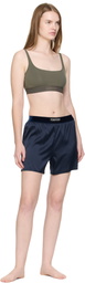 TOM FORD Navy Stretch Silk Satin Boxer Shorts