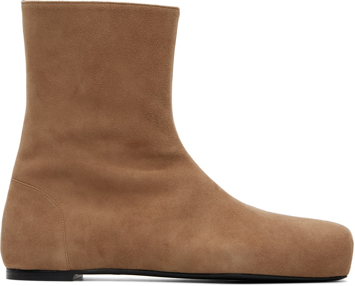 Photo: ALAINPAUL Beige Pina Flat Chelsea Boots