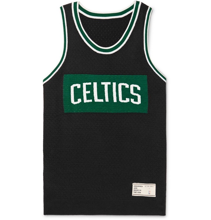 Photo: The Elder Statesman - NBA Celtics Intarsia Cashmere and Silk-Blend Tank Top - Black