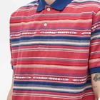 Beams Plus Men's Native Stripe Jacquard Polo Shirt in Pink