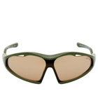 Le Specs x No Problemo Flux Sunglasses in Chrome Dark Green/Green Tint 