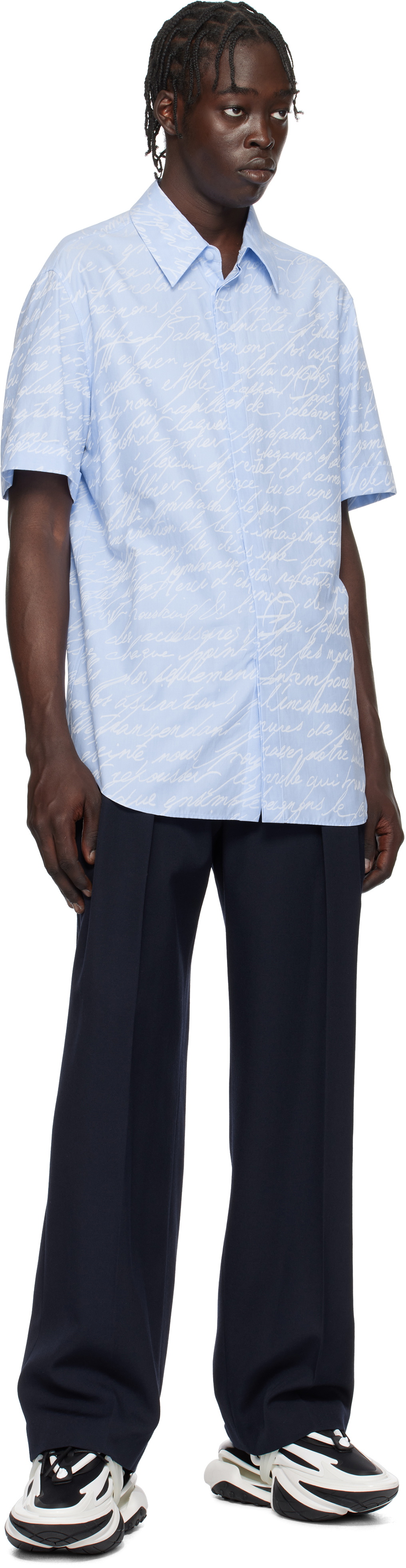 Balmain Blue Love Letter Print Shirt Balmain Balmain Blue Love Letter Print Shirt Balmain