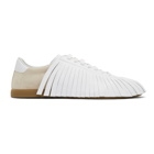 Lanvin Beige and White Fringe Sneakers