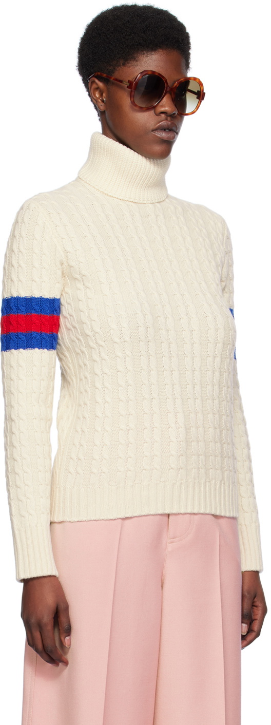 Gucci Off-White Cable Knit Turtleneck
