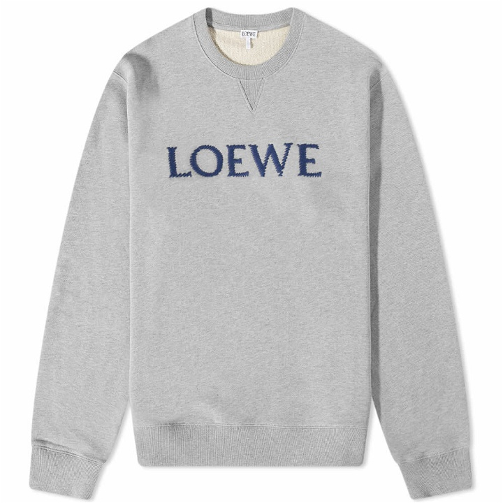 Photo: Loewe Men's Embroidered Crew Sweat in Grey Melange