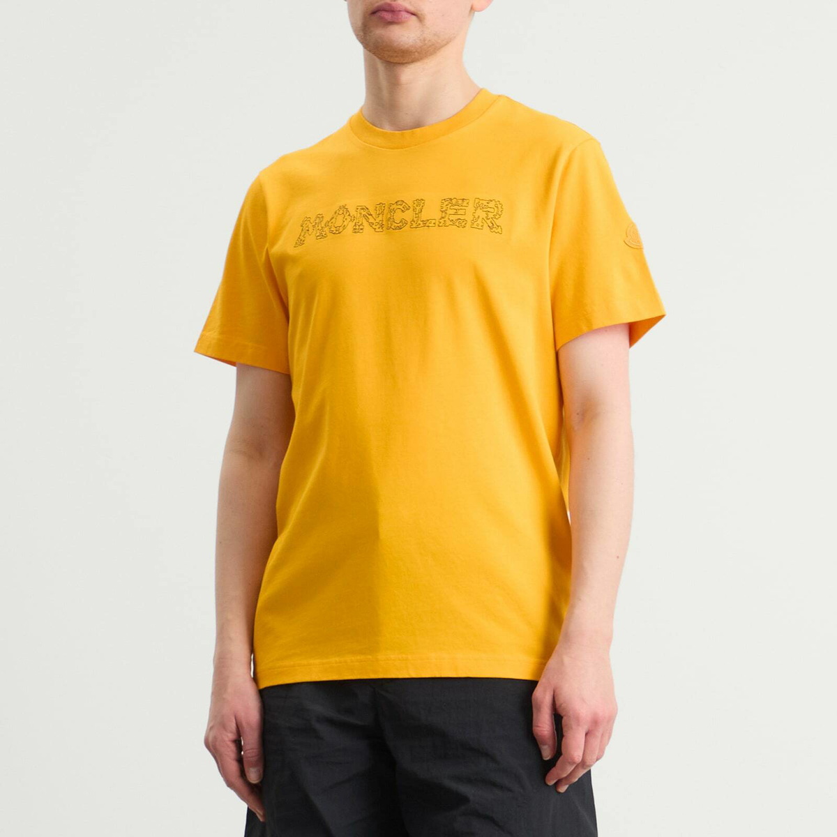 Moncler Men's Sketch Logo T-Shirt in Yellow Moncler