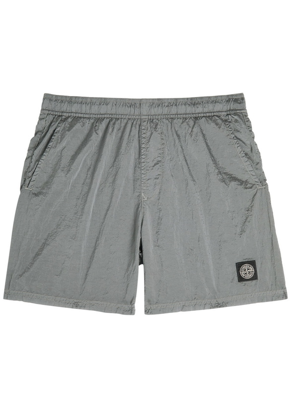 Photo: Stone Island Logo Crinkled Nylon Swim Shorts Grey
