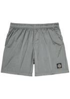 Stone Island Logo Crinkled Nylon Swim Shorts Grey