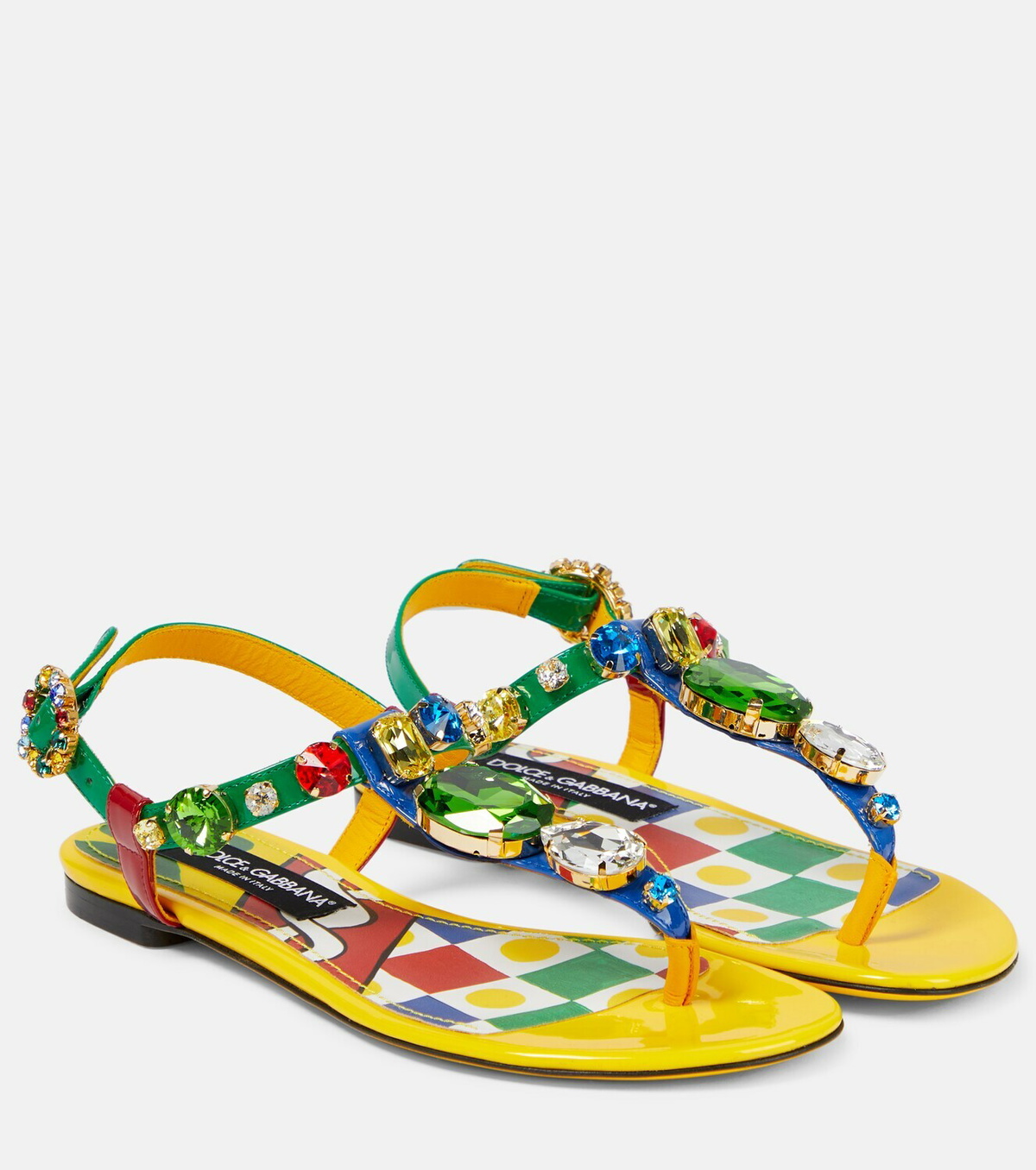 Dolce&Gabbana Embellished patent leather thong sandals Dolce