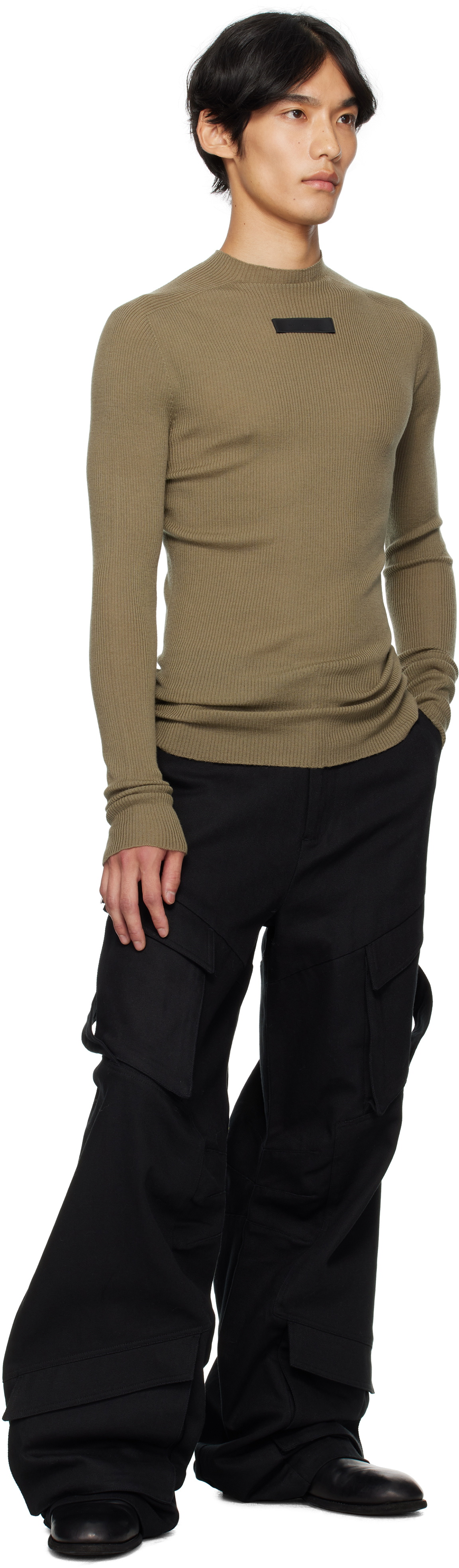 HELIOT EMIL Gray Isotropy Knit LS Sweater