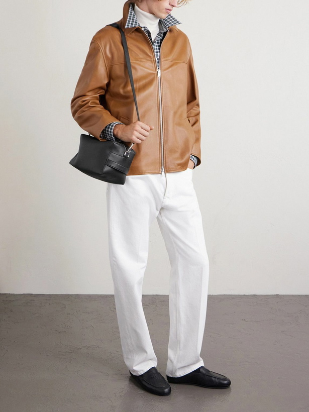 Photo: CELINE - Logo-Print Leather Messenger Bag