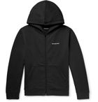 Balenciaga - Slim-Fit Logo-Print Fleece-Back Cotton-Blend Jersey Zip-Up Hoodie - Men - Black