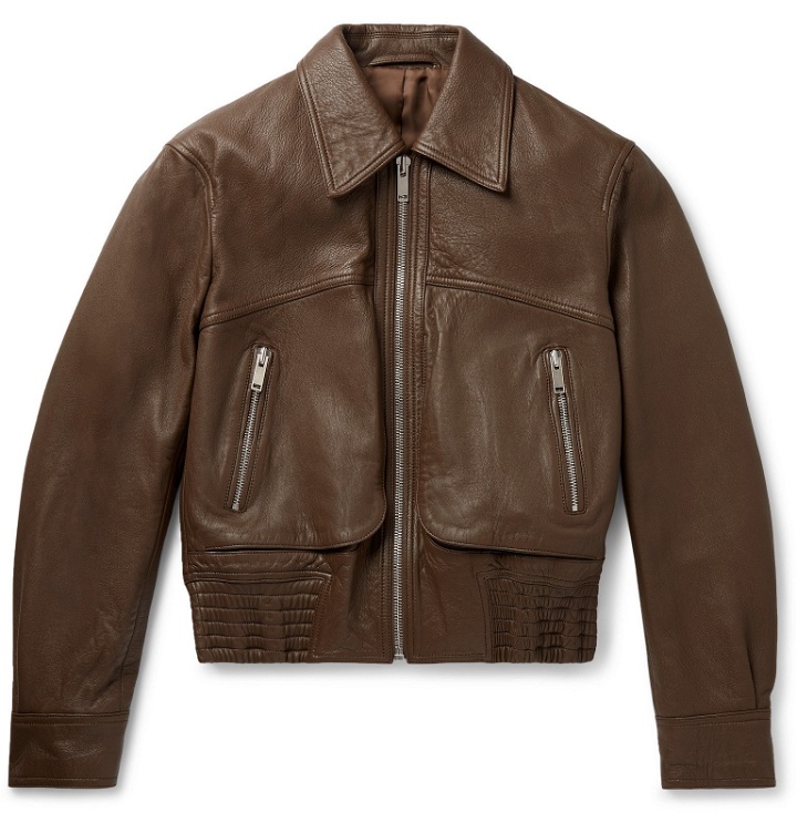 Photo: Lemaire - Cropped Leather Blouson Jacket - Brown