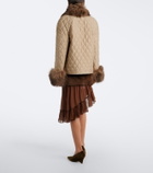 Jacques Wei Layered shearling and chiffon miniskirt