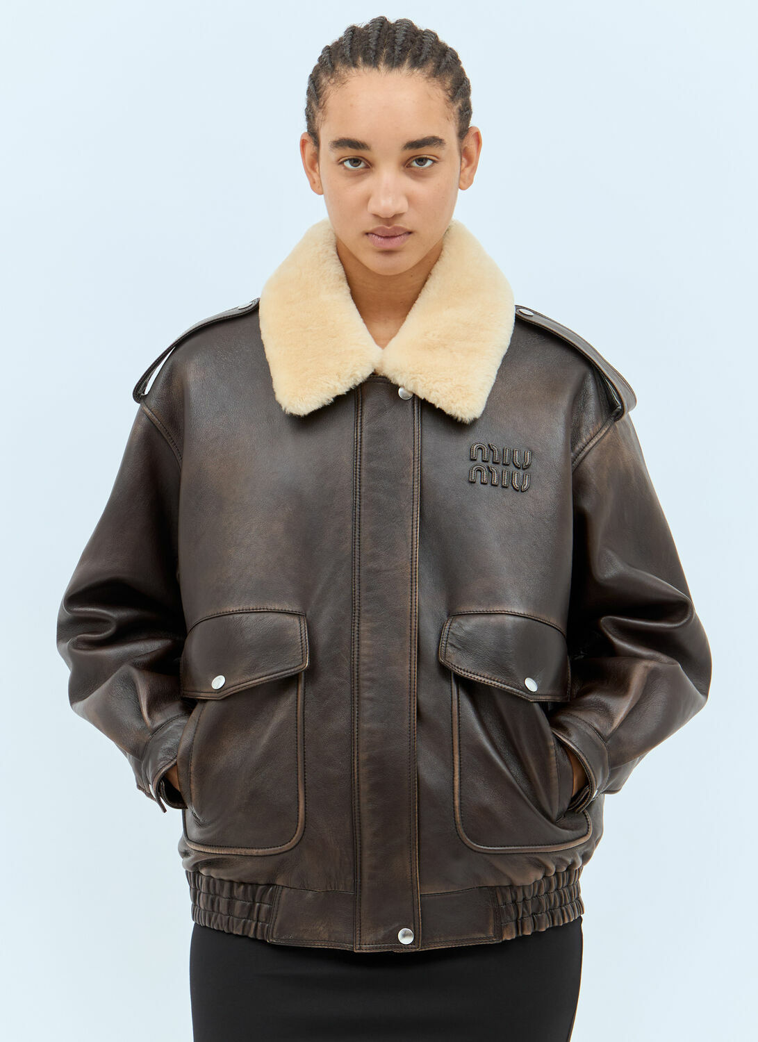 Miu Miu Padded Leather Jacket