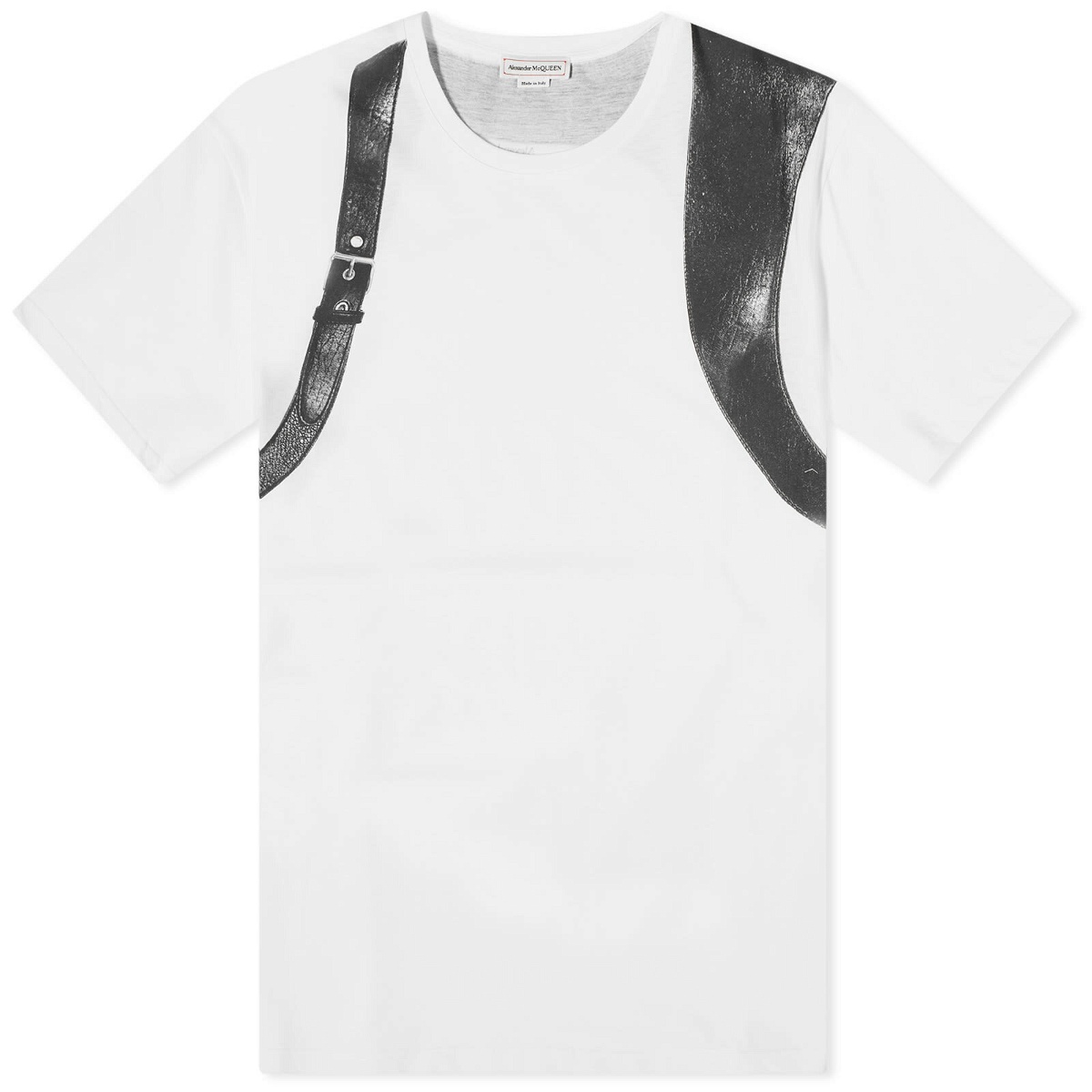 Alexander McQueen Men's Harness Print T-Shirt in White/Black Alexander ...