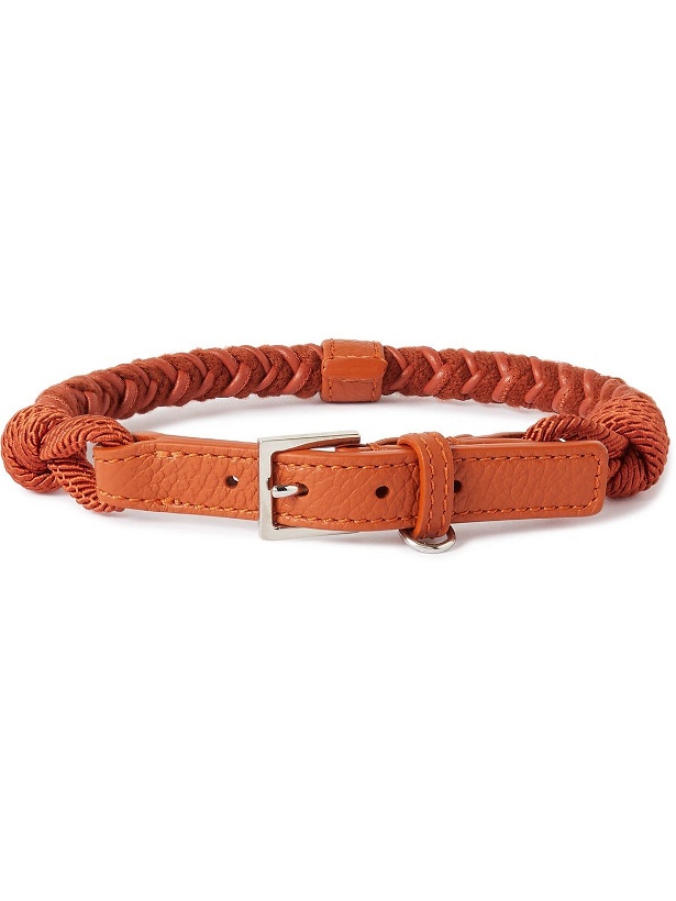 Photo: Loro Piana - Scooby Small Woven Cord and Leather Dog Collar - Orange