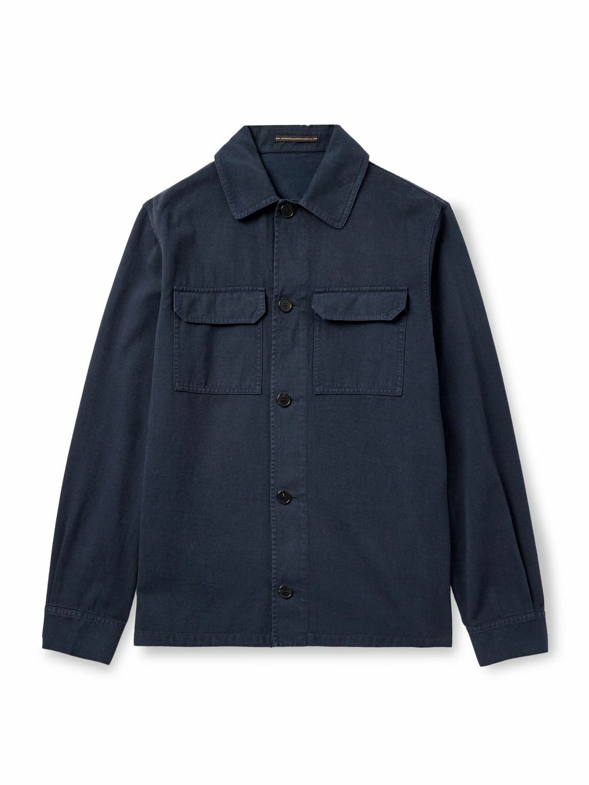 Incotex - Cotton and Cashmere-Blend Overshirt - Blue