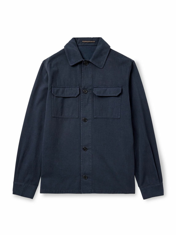 Photo: Incotex - Cotton and Cashmere-Blend Overshirt - Blue