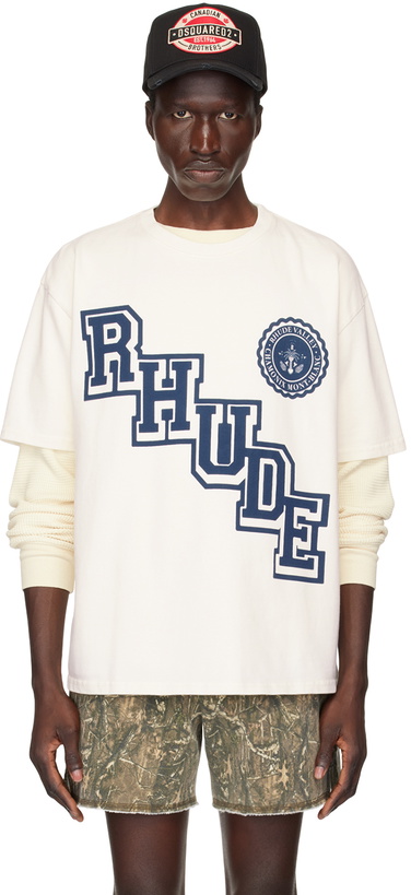 Photo: Rhude Off-White Collegiate Crest T-Shirt