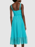 SELF-PORTRAIT - Pleated Chiffon Midi Dress W/lace