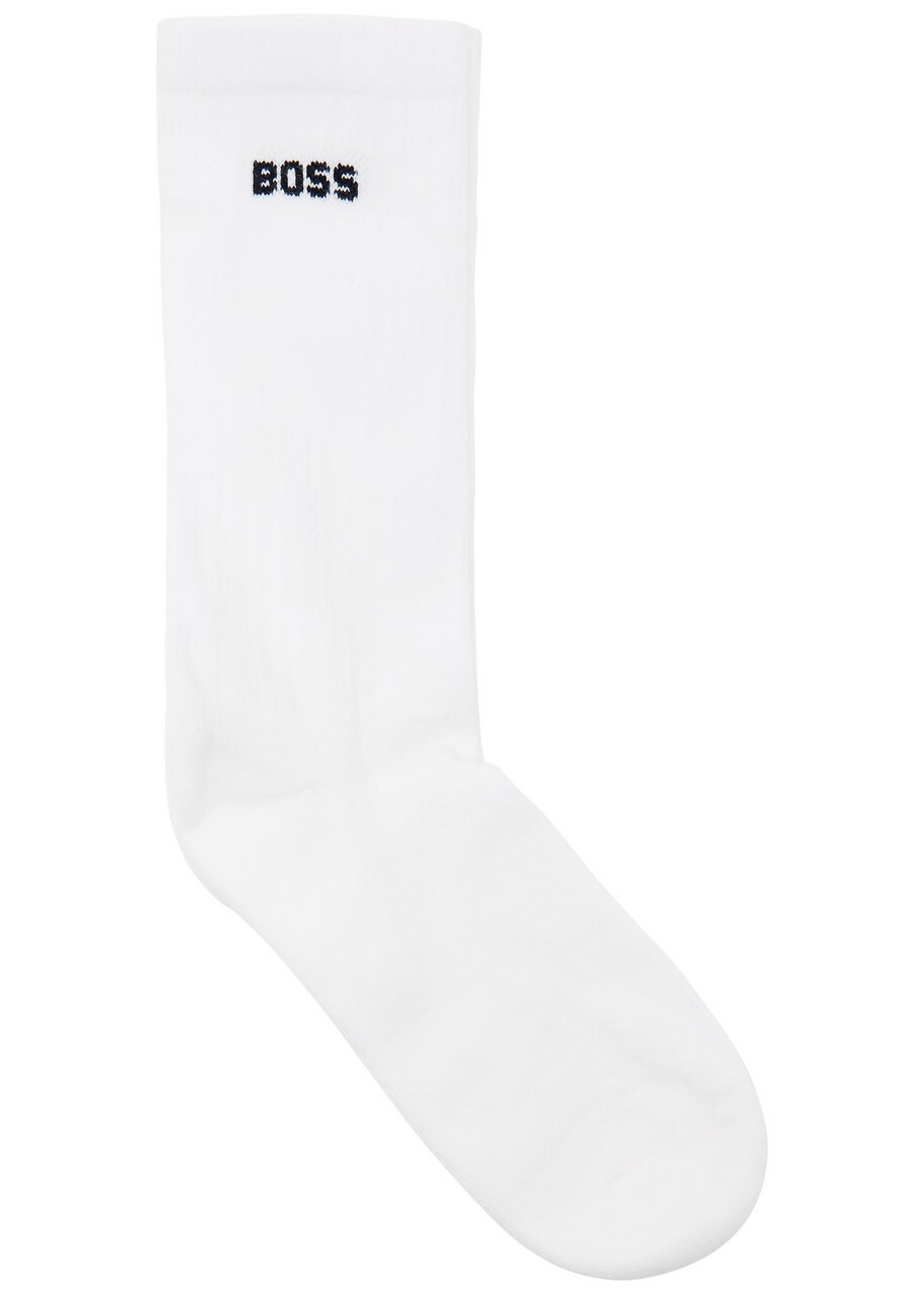 Boss Logo-intarsia Cotton-blend Socks set of Three White