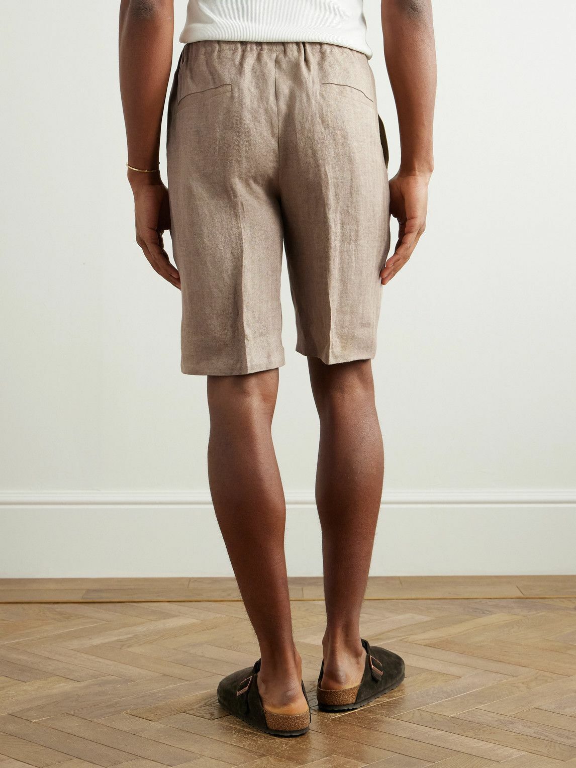 PIACENZA 1733 - Straight-Leg Herringbone Linen Shorts - Neutrals