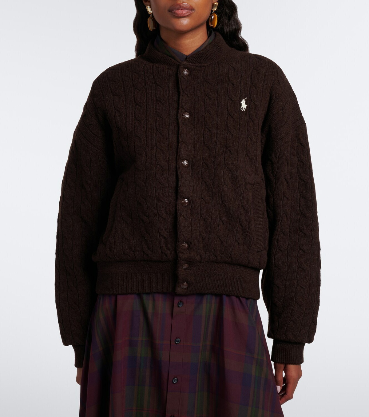 Polo Ralph Lauren Cable-knit wool and cashmere bomber jacket
