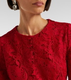 Monique Lhuillier Belted lace midi dress