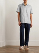 Brioni - Checked Cotton and Linen-Blend Shirt - Blue