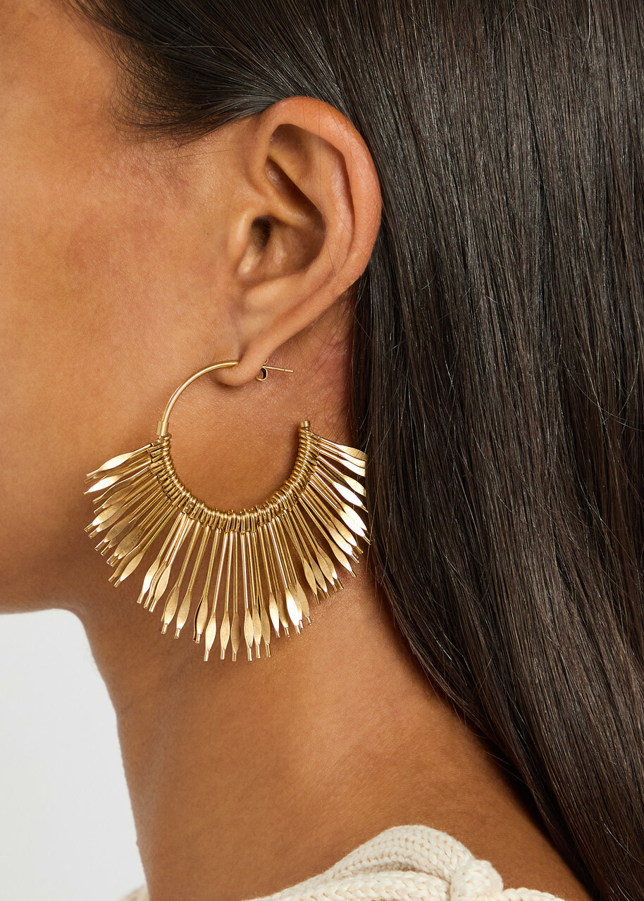 Isabel Marant Aria Fringed Hoop Earrings - Brass - One Size