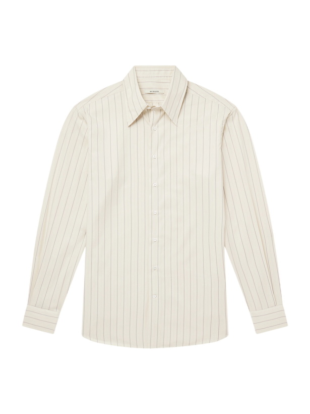 Photo: Husbands - Striped Cotton and Lyocell-Blend Poplin Shirt - Neutrals