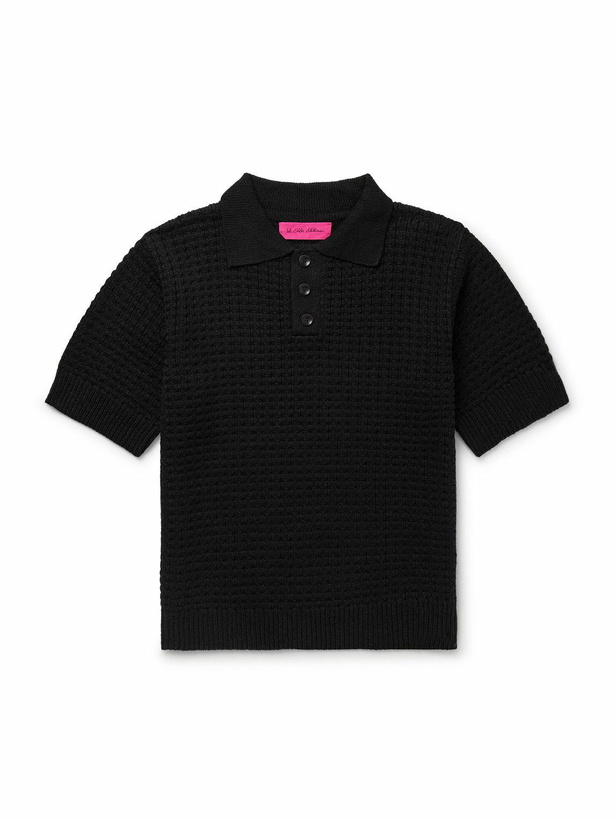 Photo: The Elder Statesman - Nora Lite Waffle-Knit Cotton Polo Shirt - Black