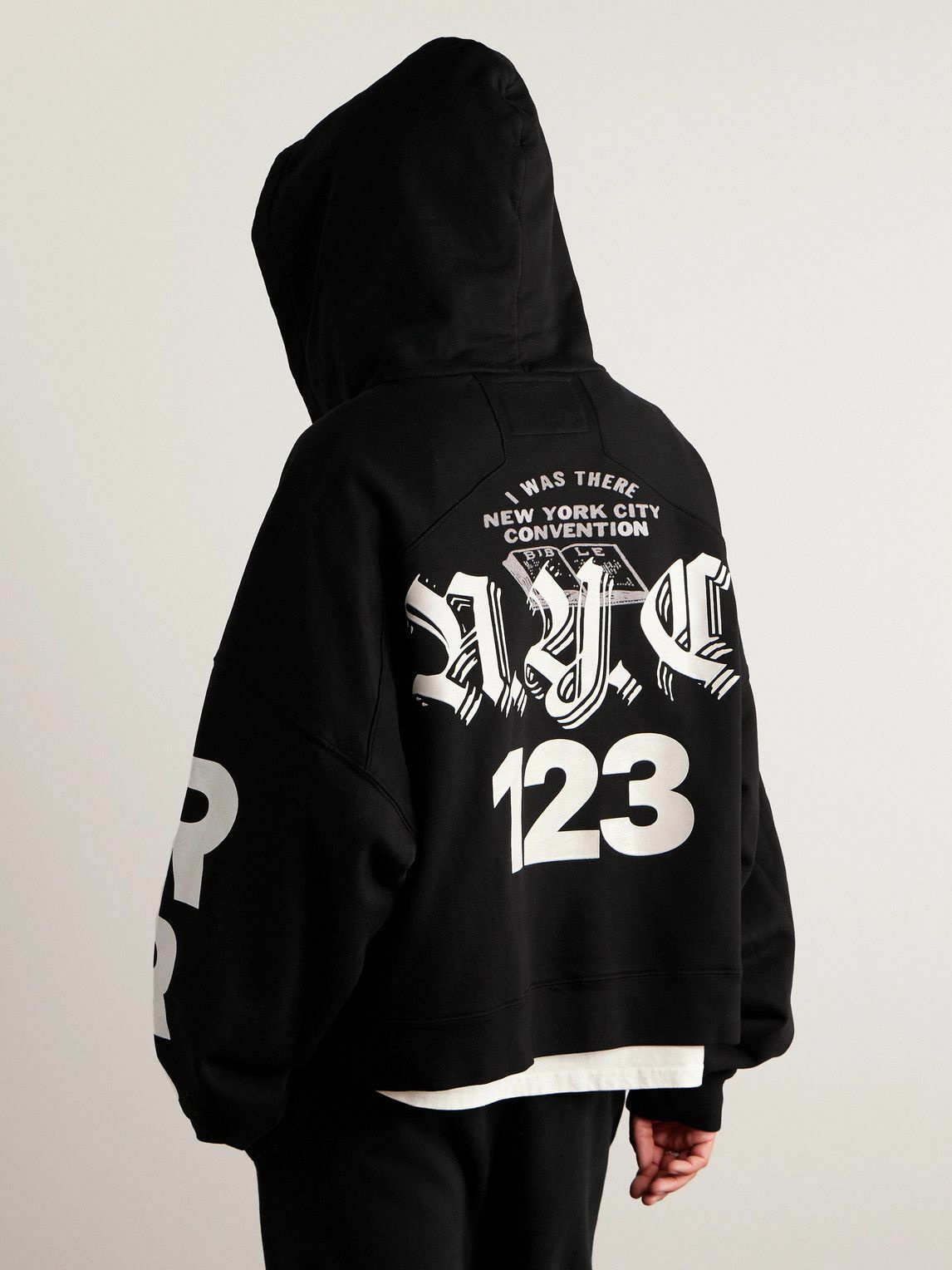 RRR123 - C.V.A NYC Logo-Print Cotton-Jersey Zip-Up Hoodie - Black