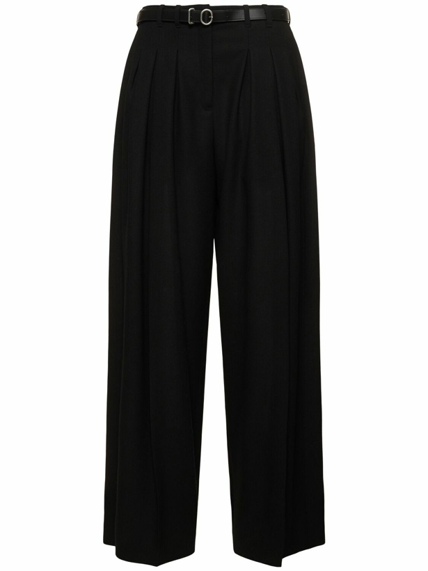 Photo: JIL SANDER Pleated Belted Wool Wide Pants