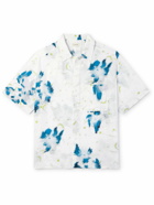 LEMAIRE - Cutaway-Collar Floral-Print Satin Shirt - Blue