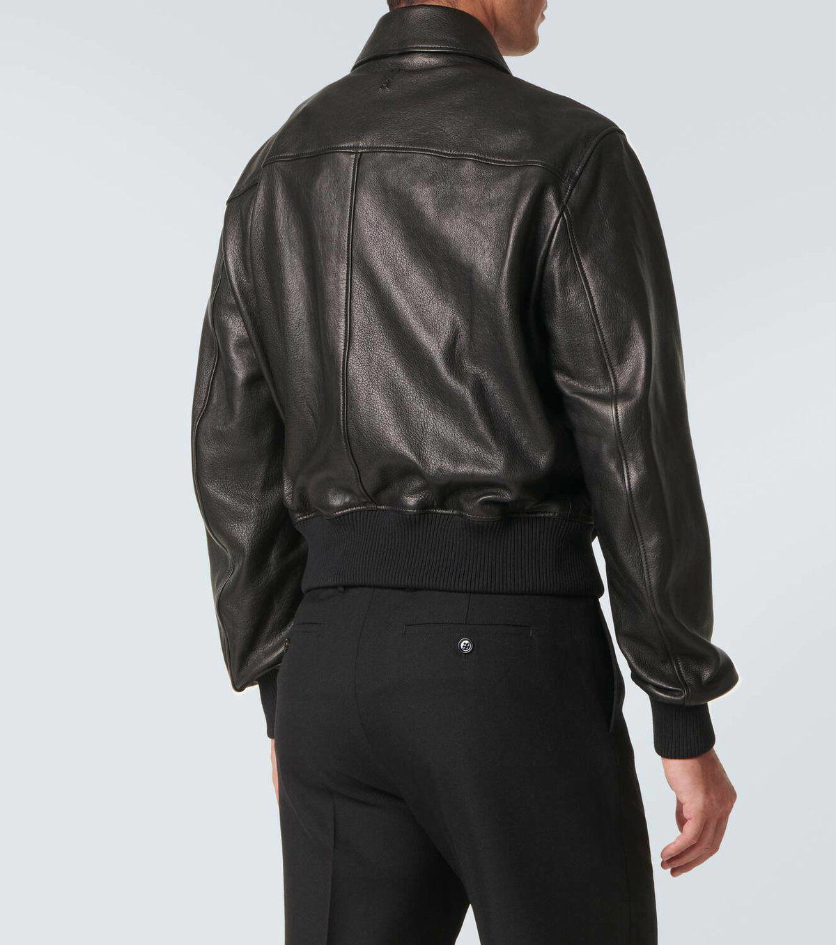 ami paris ブラック ボンバーレザージャケット Black Leather Zipped Jacket | AMI PARIS
