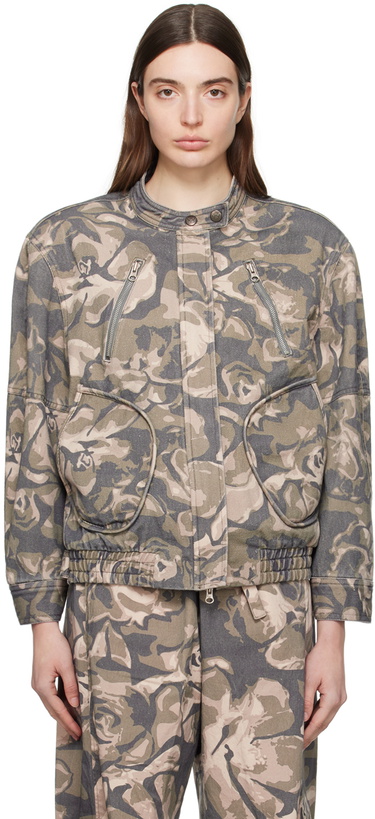 Photo: OPEN YY Green Camouflage Bomber Jacket