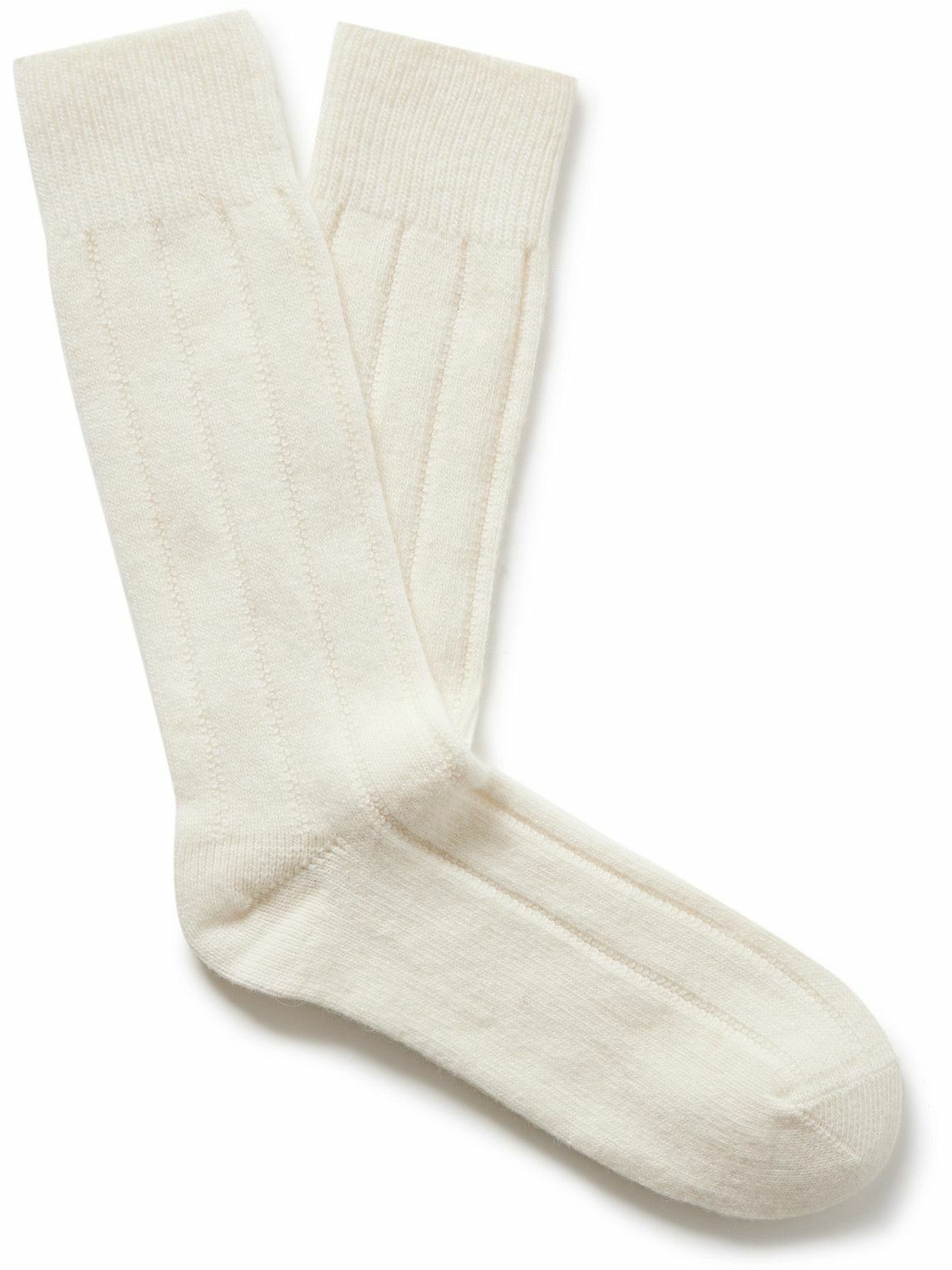 Anderson & Sheppard - Ribbed-Knit Socks - Neutrals
