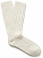 Anderson & Sheppard - Ribbed-Knit Socks - Neutrals
