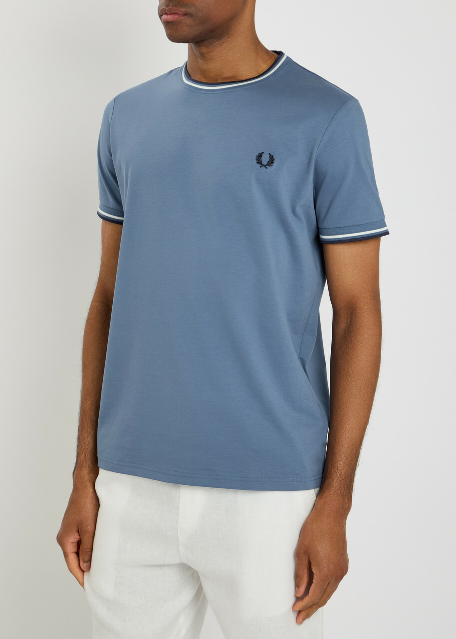 Fred Perry Logo-embroidered Cotton T-shirt Blue