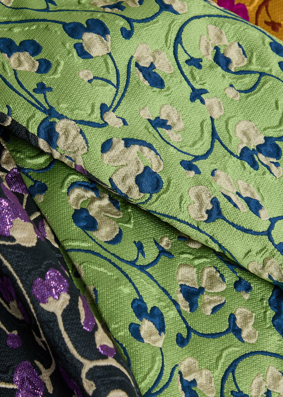 LA Double J Precious Floral-jacquard Woven Coat Yellow