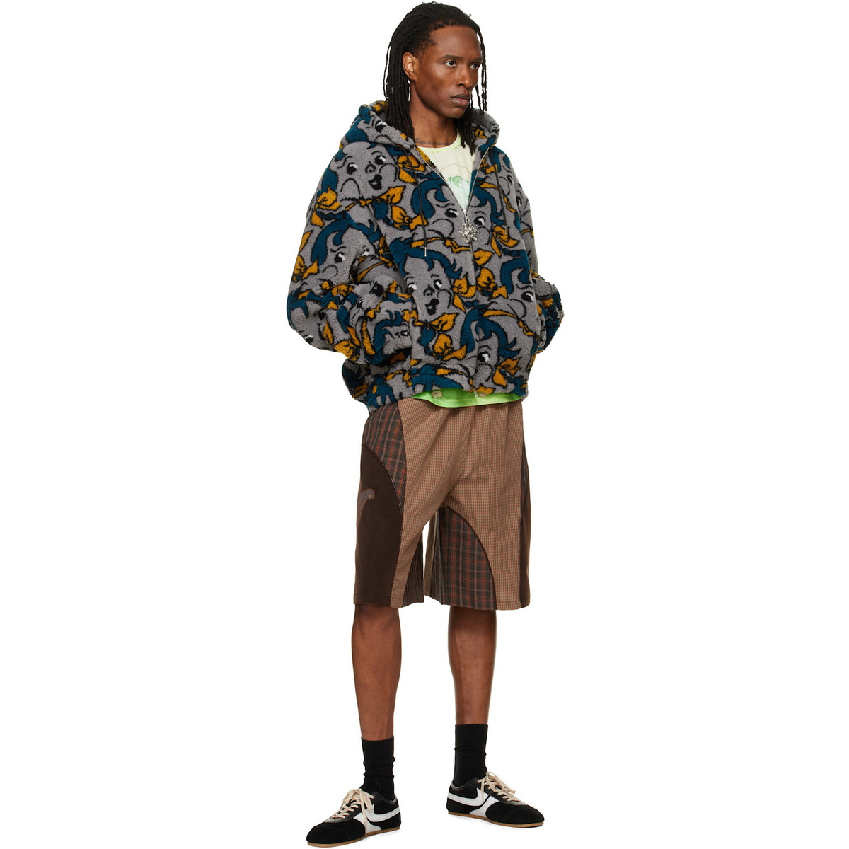 Chopova Lowena Gray 'Cheeky Girl' Oversized Hooded Fleece Jacket