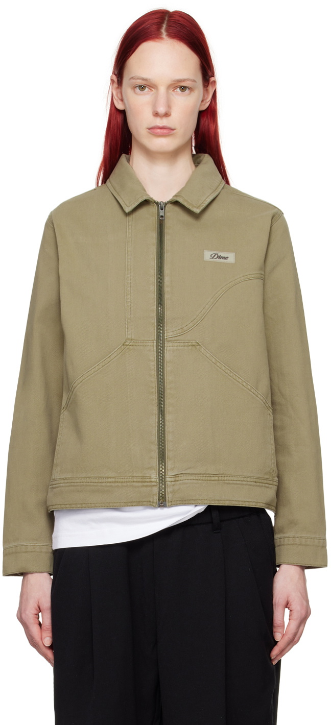 Dime Khaki Zip Denim Jacket