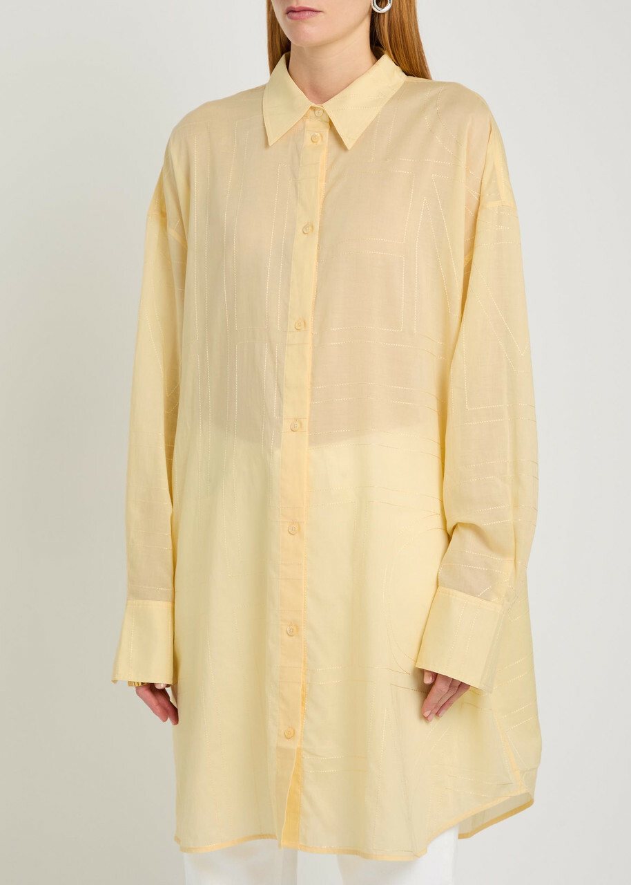 Toteme Logo-monogrammed Cotton-blend Shirt Yellow