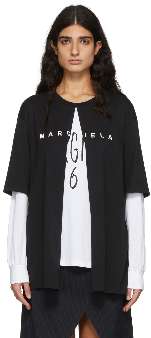 MM6 Maison Margiela Black Cotton Long Sleeve T-Shirt MM6 Maison Margiela