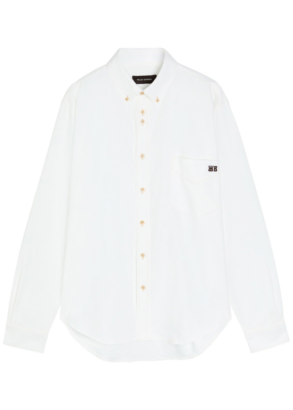 Photo: Wales Bonner Isaac Logo-embroidered Piqué Cotton Oxford Shirt White